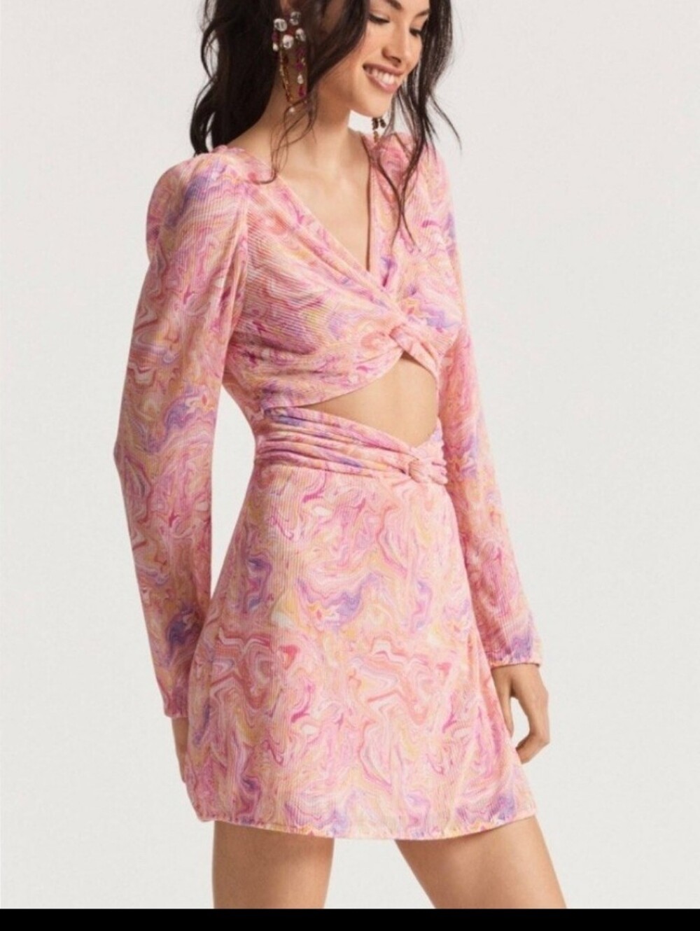 LoveShackFancy NWT Nanita Nanette Dress in Golden Maize Marble pink print sz 0